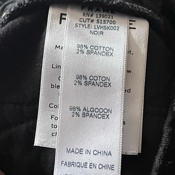 Frame Denim Le High Skinny Velvet Black Pants size 28 - Picture 11 of 11